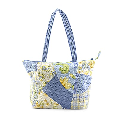 Vegas Closeout OK Blue & Yellow Floral Quilted Shoulder Bag