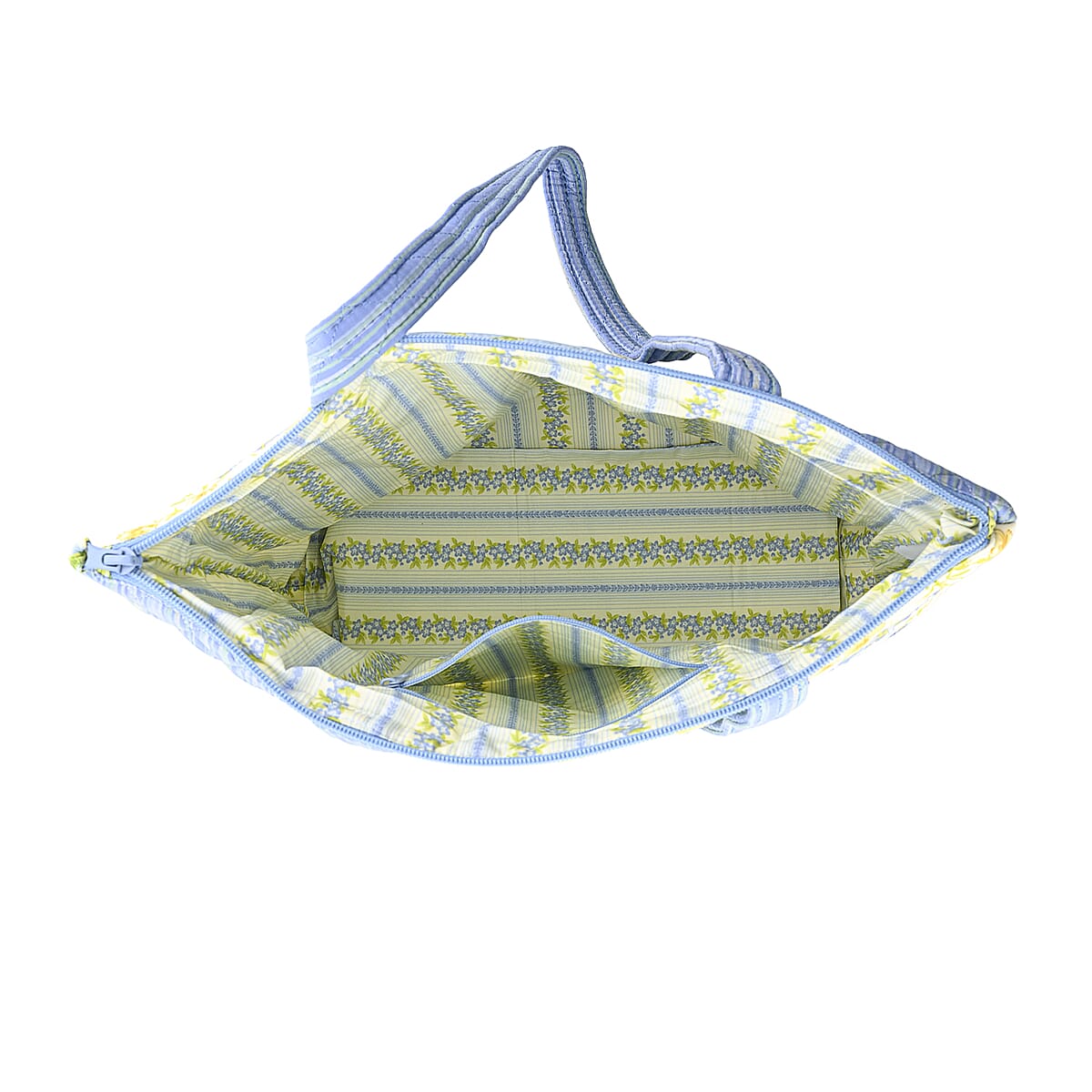 Vegas Closeout OK Blue & Yellow Floral Quilted Shoulder Bag image number 5