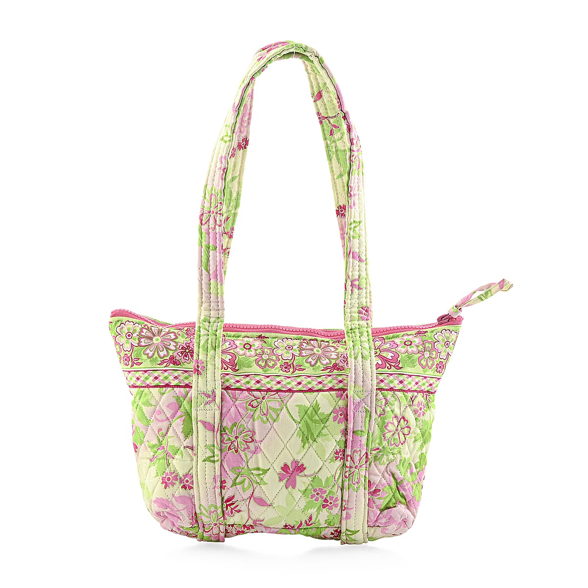 Vegas Closeout OK Pink & Green Floral Quilted Shoulder Bag  image number 0