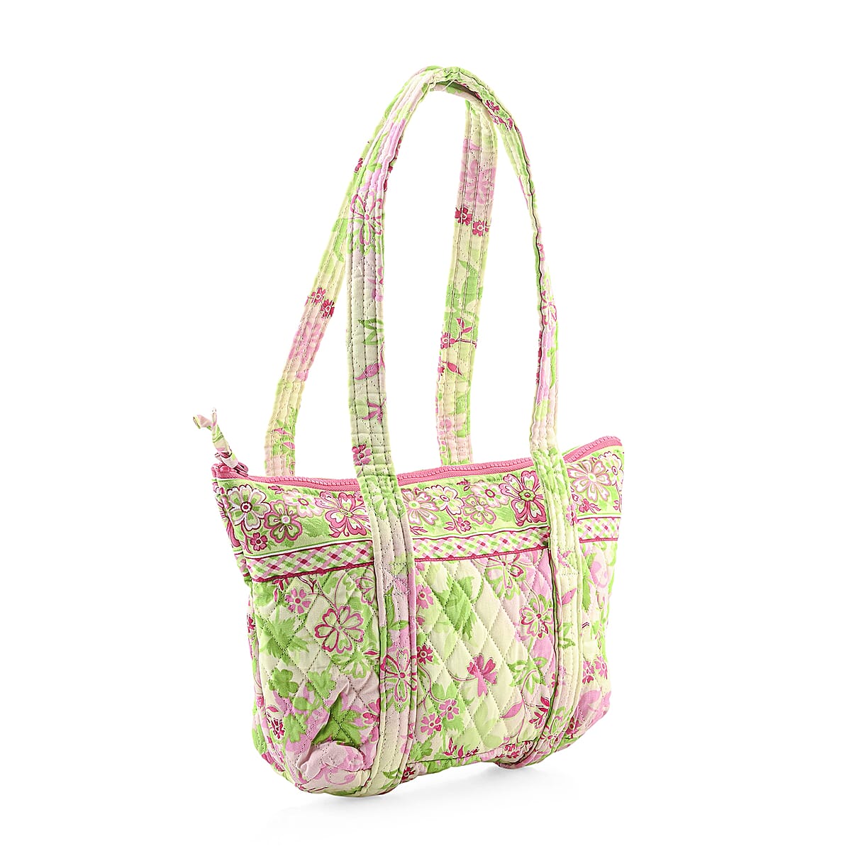 Vegas Closeout OK Pink & Green Floral Quilted Shoulder Bag  image number 2