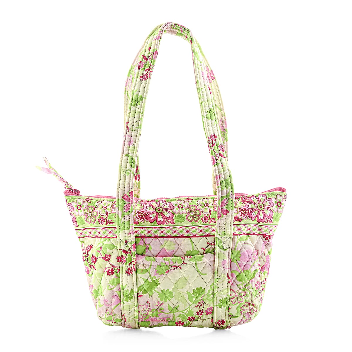 Vegas Closeout OK Pink & Green Floral Quilted Shoulder Bag  image number 4
