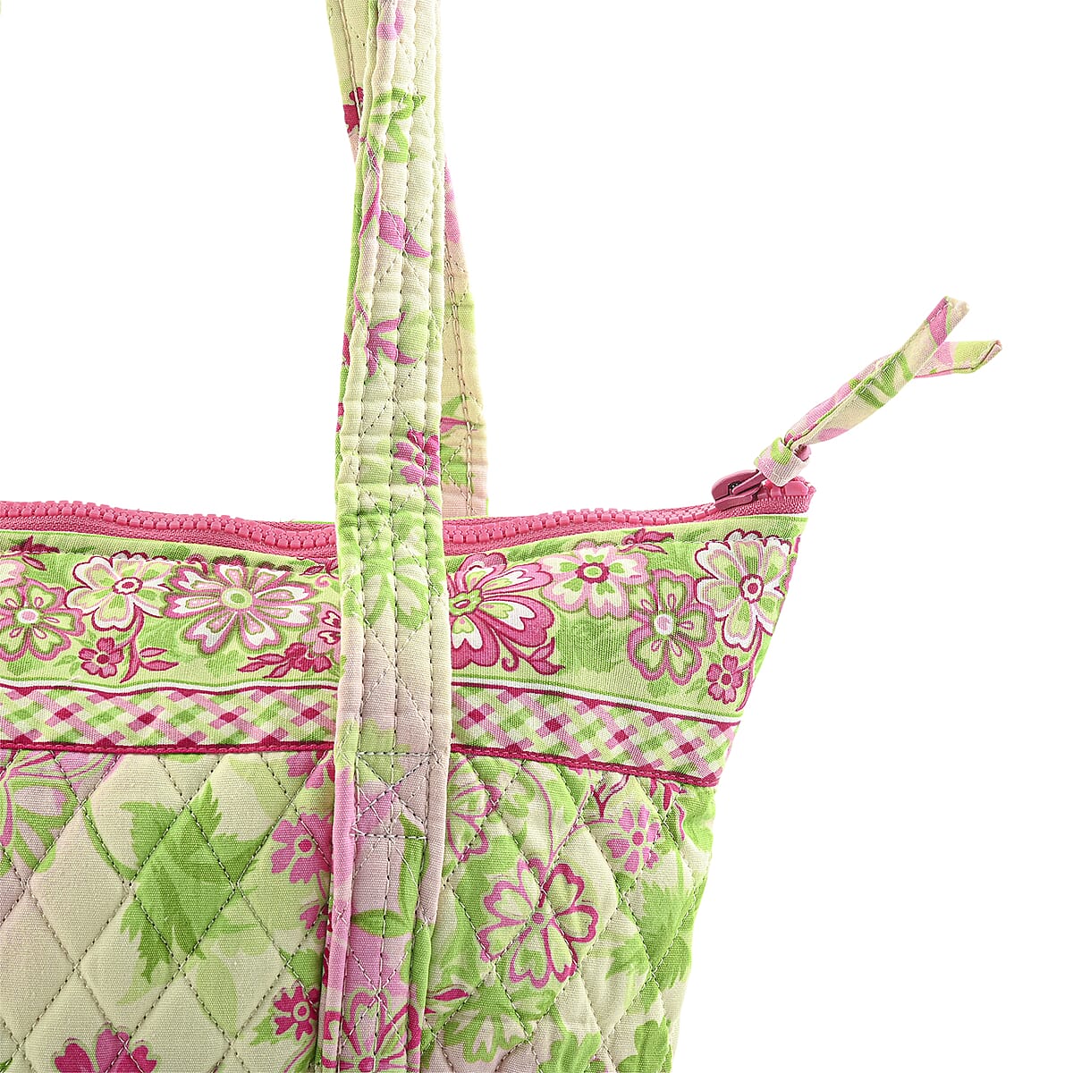 Vegas Closeout OK Pink & Green Floral Quilted Shoulder Bag  image number 6