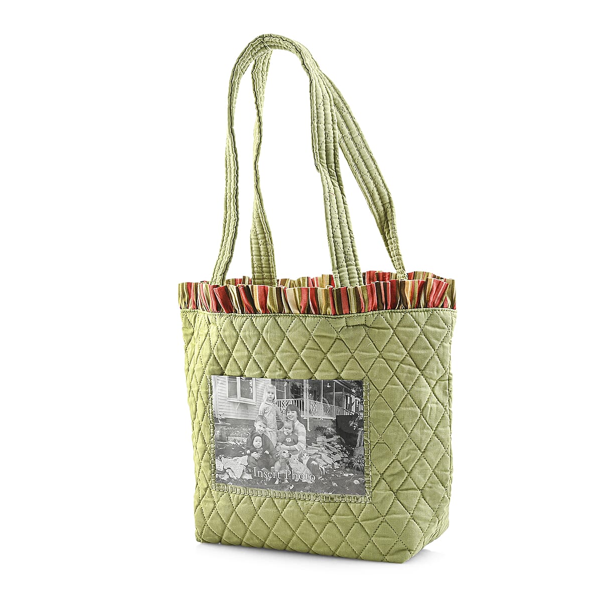 Vegas Closeout OK Green Quilted Shoulder Bag with Photo Pocket image number 2