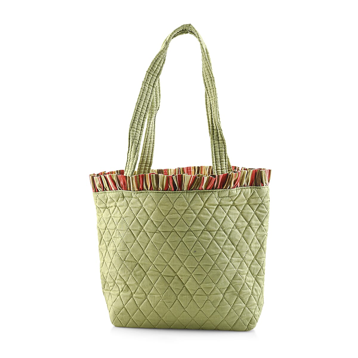 Vegas Closeout OK Green Quilted Shoulder Bag with Photo Pocket image number 4