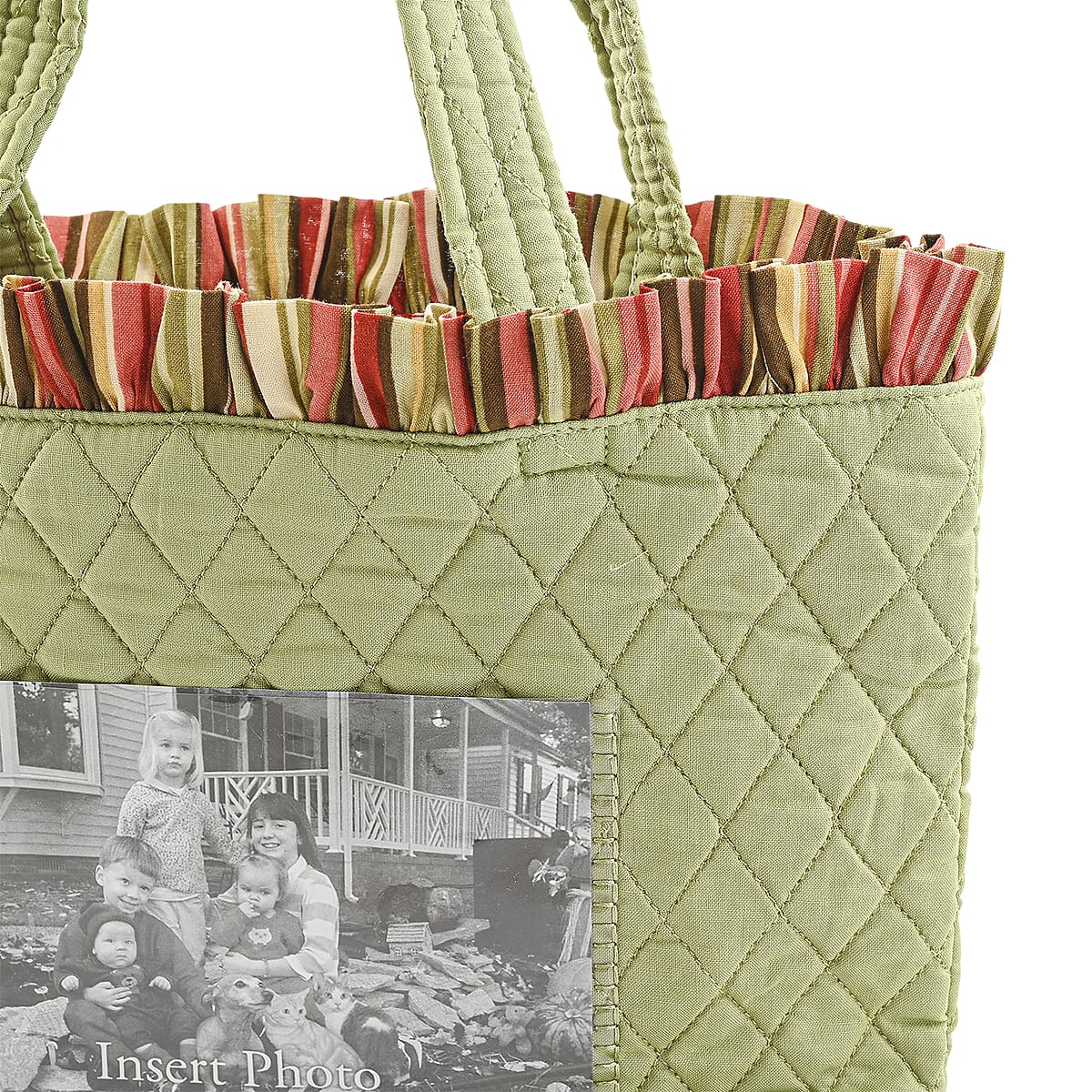 Vegas Closeout OK Green Quilted Shoulder Bag with Photo Pocket image number 6