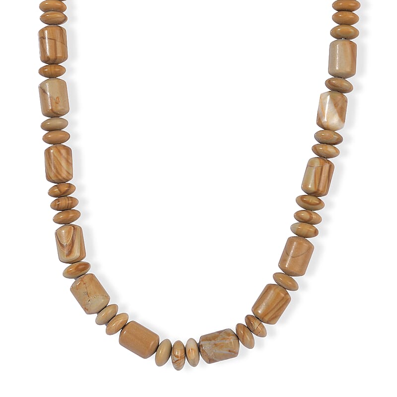 EverTrue Scene Jasper 265.00 ctw  Fancy Beaded Necklace in Stainless Steel (18 Inches)