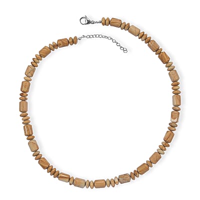 EverTrue Scene Jasper 265.00 ctw  Fancy Beaded Necklace in Stainless Steel (18 Inches)