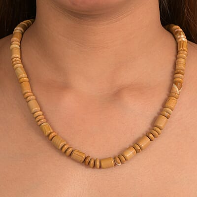 EverTrue Scene Jasper 265.00 ctw  Fancy Beaded Necklace in Stainless Steel (18 Inches)