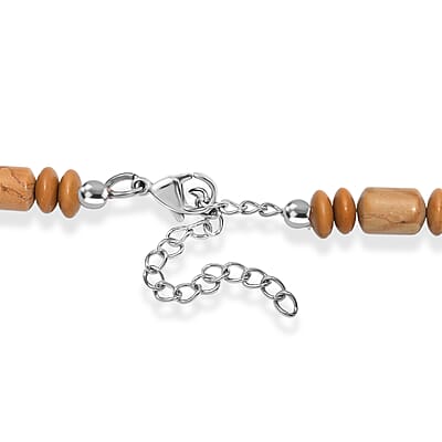 EverTrue Scene Jasper 265.00 ctw  Fancy Beaded Necklace in Stainless Steel (18 Inches)