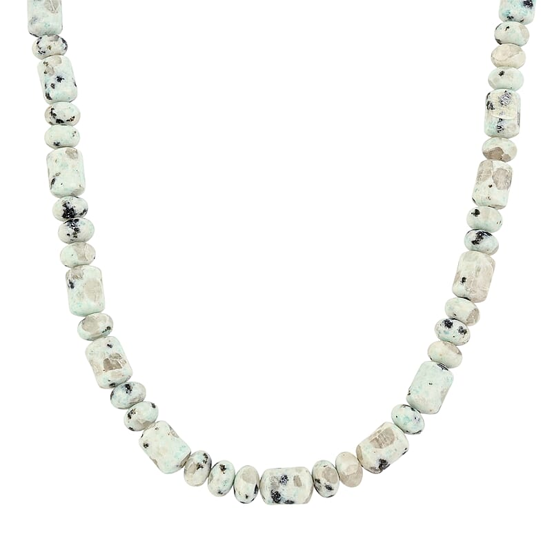 EverTrue Sesame Jasper Fancy Beaded Necklace in Stainless Steel 265.00 ctw (18 Inches)