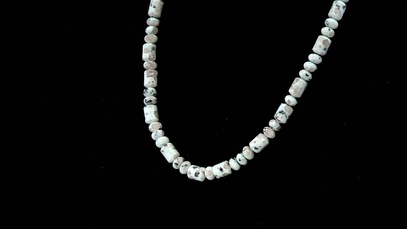 EverTrue Sesame Jasper Fancy Beaded Necklace in Stainless Steel 265.00 ctw (18 Inches)