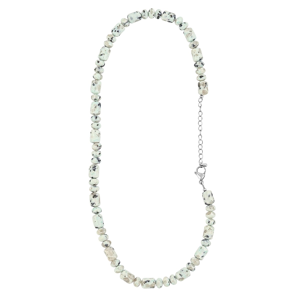 EverTrue Sesame Jasper 265.00 ctw Fancy Beaded Necklace in Stainless Steel 18 Inches image number 3