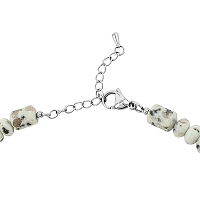 EverTrue Sesame Jasper Fancy Beaded Necklace in Stainless Steel 265.00 ctw (18 Inches)