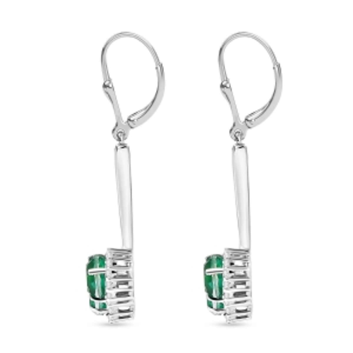 D'Joy Emeraldine Triplet Quartz and White Zircon 5.28 ctw Fancy Earrings in Rhodium Over Sterling Silver (5.53 g) image number 3
