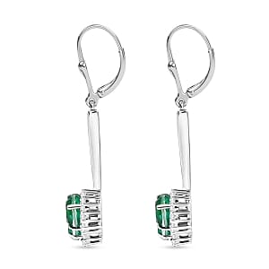 D'Joy Emeraldine Triplet Quartz and White Zircon 5.28 ctw Fancy Earrings in Rhodium Over Sterling Silver (5.53 g)