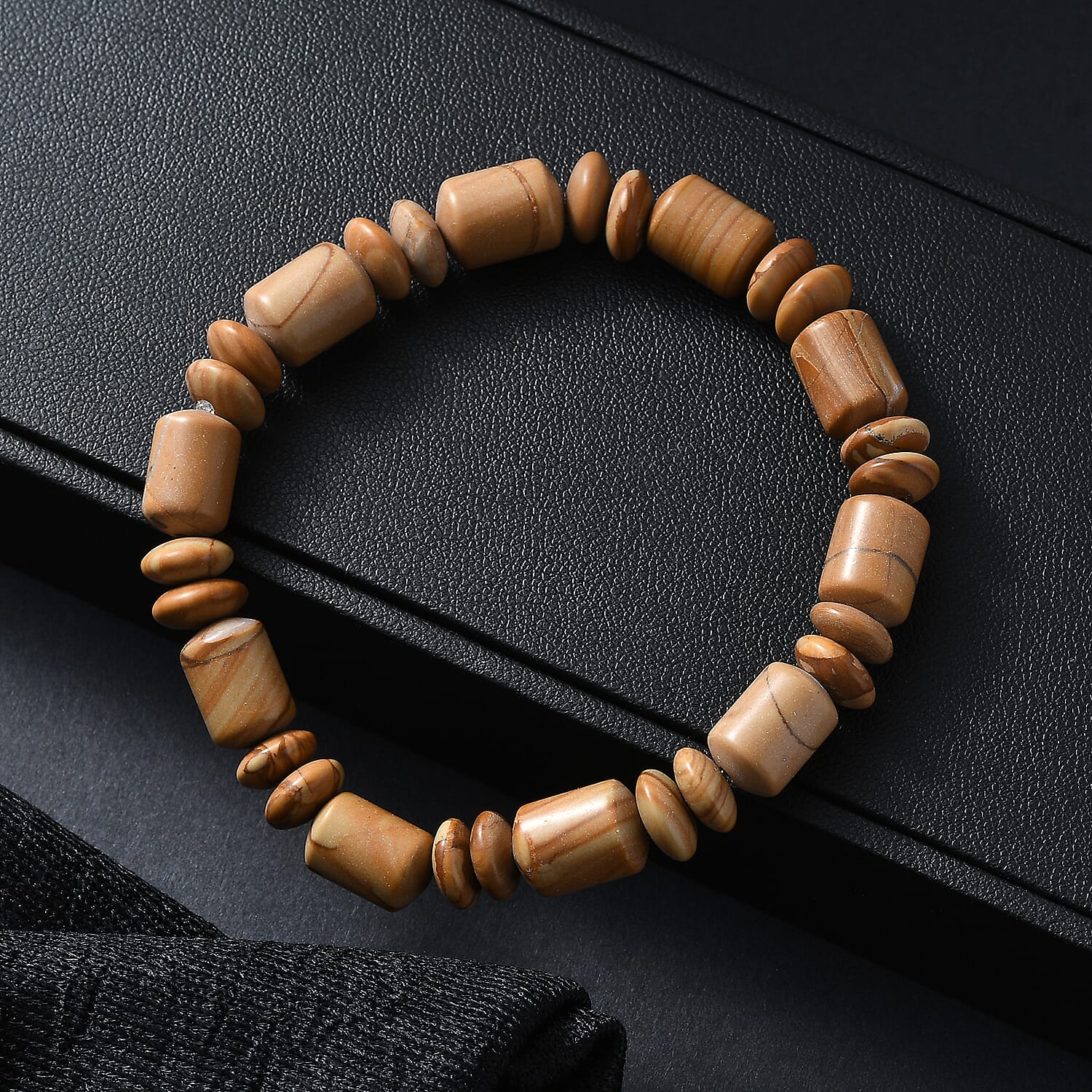 Scene Jasper 110.00 ctw Beaded Stretch Bracelet