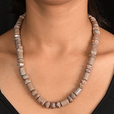 Fossilizes Agate Necklace (20 Inches) in in Platinum Bond 500.00 ctw