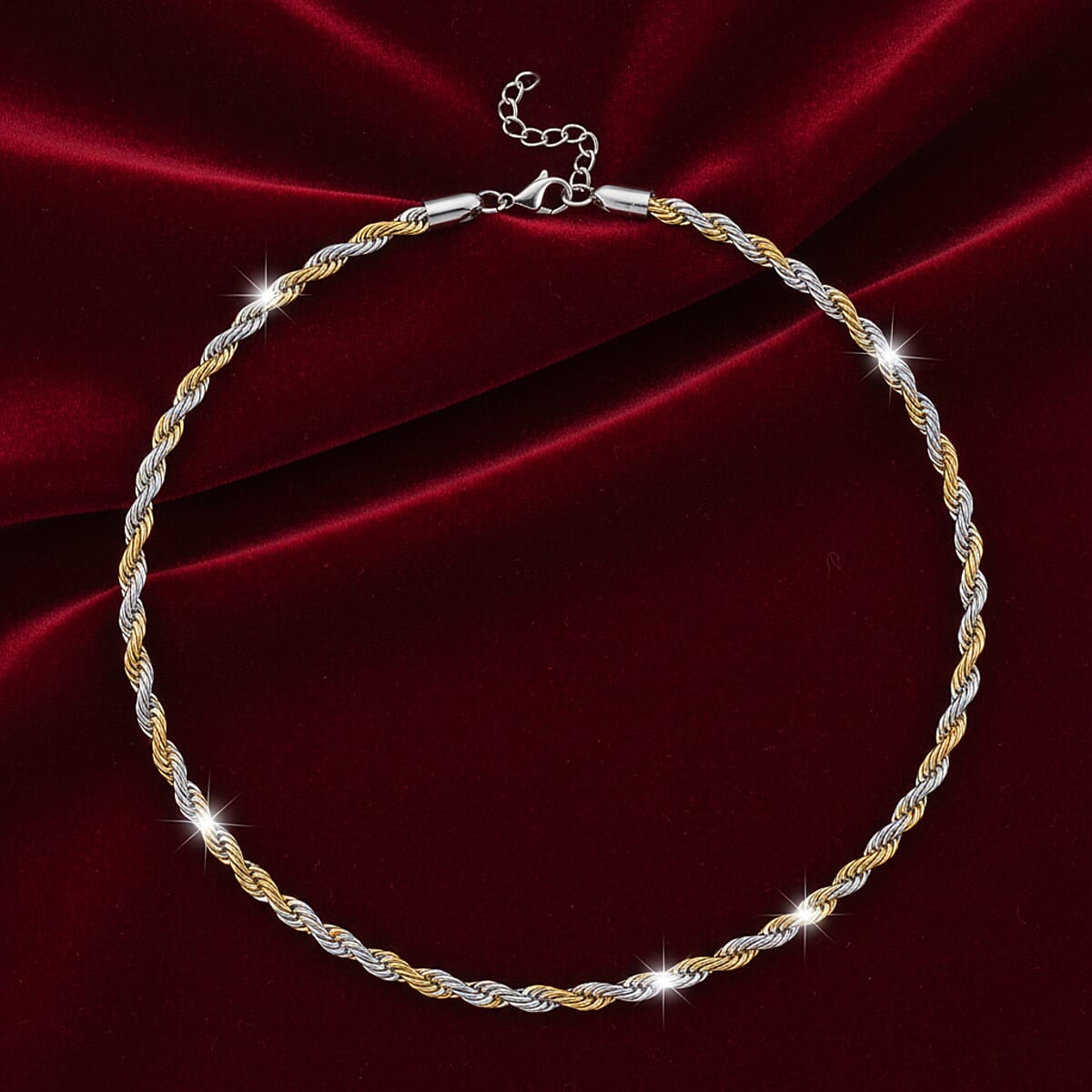 Rope Chain Necklace in ION Plated YG and Stainless Steel 20-22 Inches image number 1