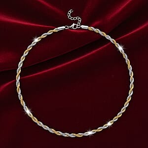 Rope Chain Necklace in ION Plated YG and Stainless Steel 20-22 Inches