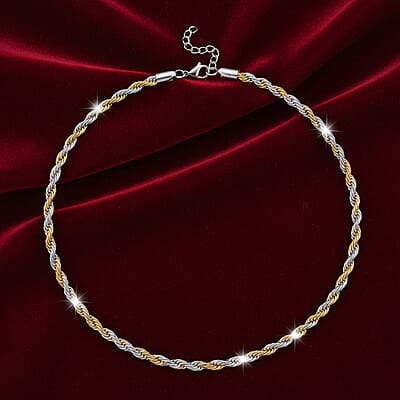 Rope Chain Necklace in ION Plated YG and Stainless Steel 20-22 Inches