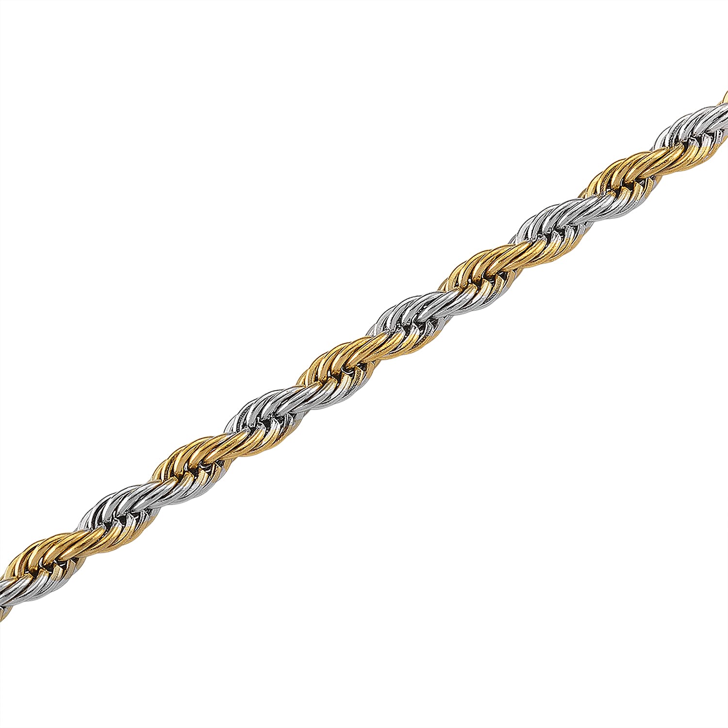 Rope Chain Necklace in ION Plated YG and Stainless Steel 20-22 Inches