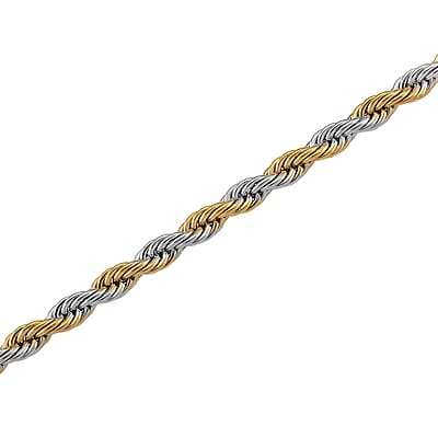 Rope Chain Necklace in ION Plated YG and Stainless Steel 20-22 Inches