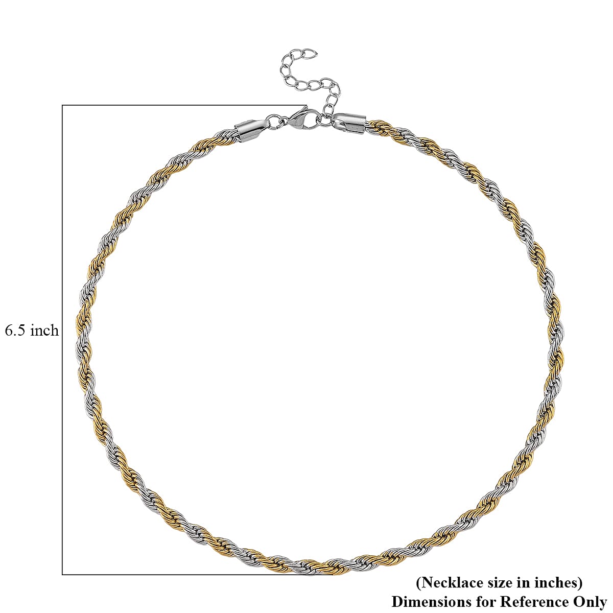 Rope Chain Necklace in ION Plated YG and Stainless Steel 20-22 Inches