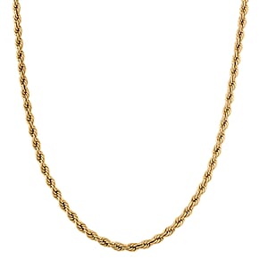 Rope Chain Necklace in ION Plated YG Stainless Steel 20-22 Inches