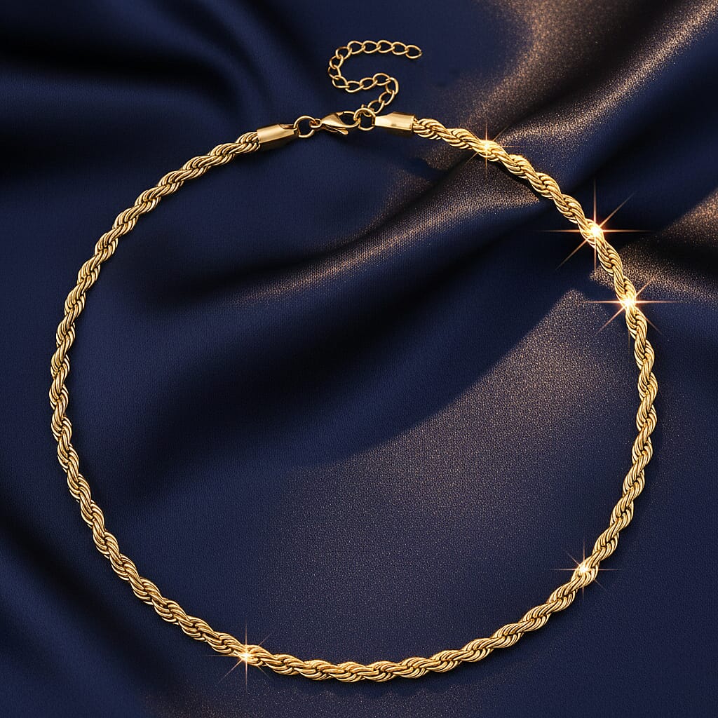 Rope Chain Necklace in ION Plated YG Stainless Steel
