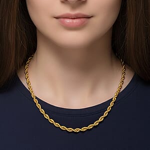 Rope Chain Necklace in ION Plated YG Stainless Steel 20-22 Inches