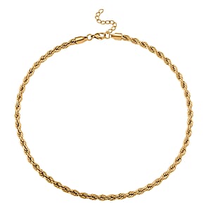 Rope Chain Necklace in ION Plated YG Stainless Steel 20-22 Inches