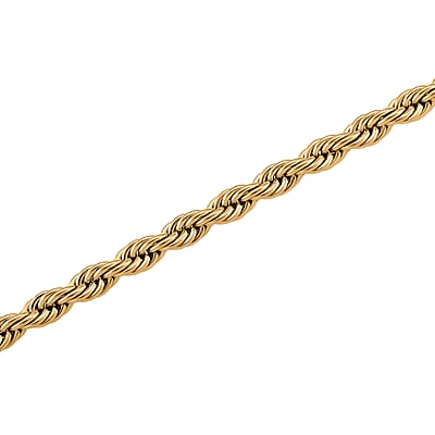 Rope Chain Necklace in ION Plated YG Stainless Steel 20-22 Inches