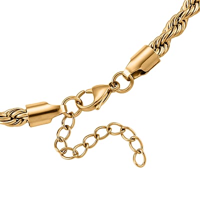 Rope Chain Necklace in ION Plated YG Stainless Steel 20-22 Inches
