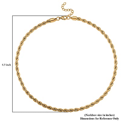 Rope Chain Necklace in ION Plated YG Stainless Steel 20-22 Inches
