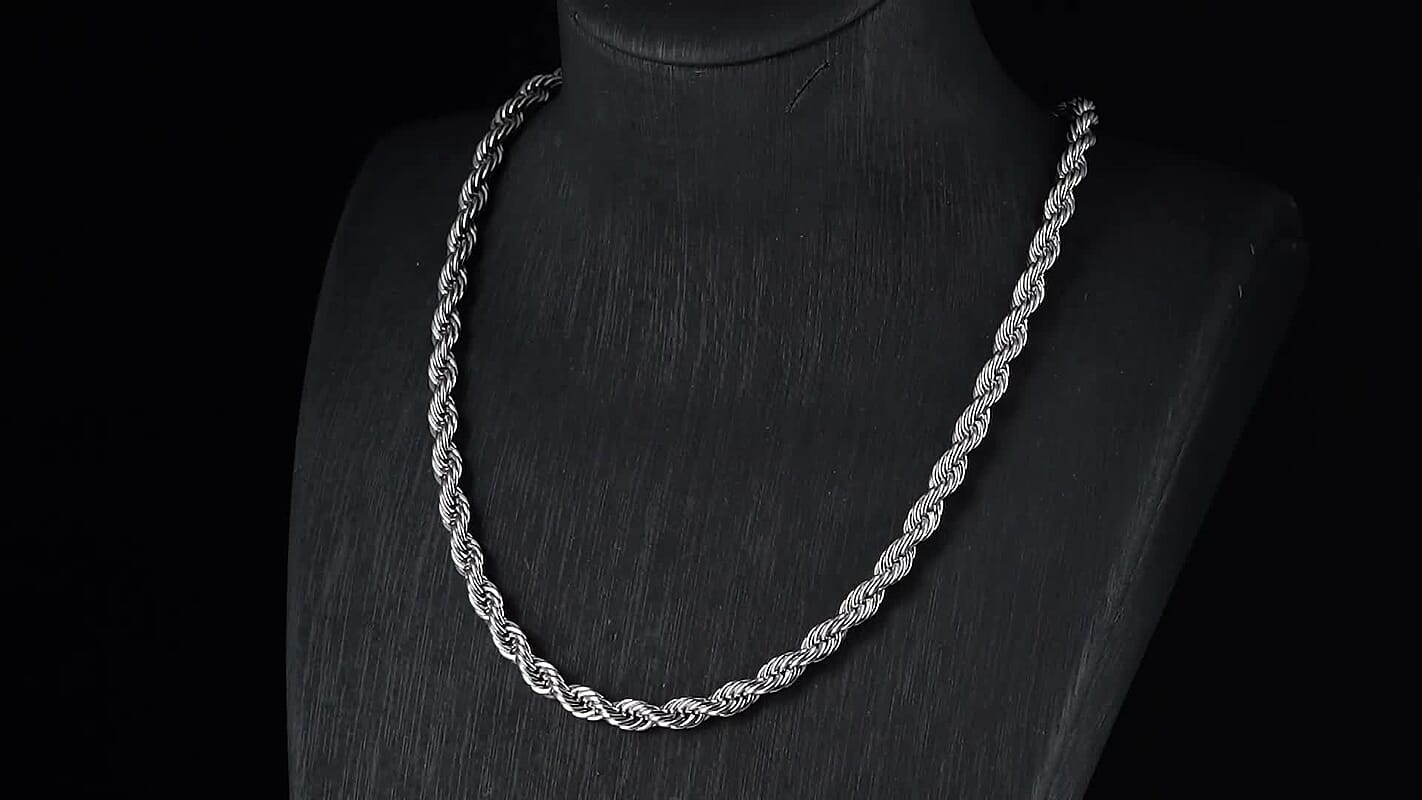 Rope Chain Necklace in Stainless Steel 20-22 Inches