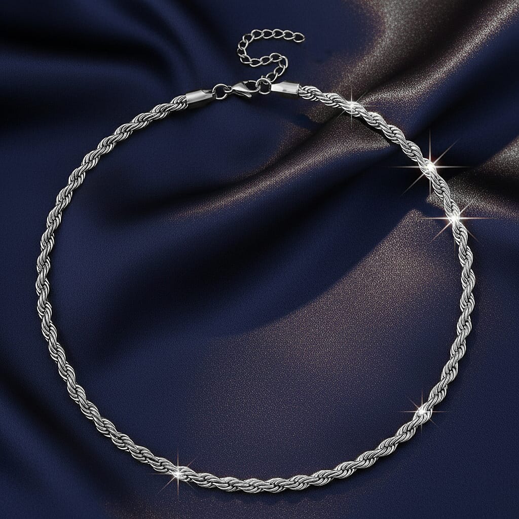 Rope Chain Necklace in Stainless Steel 20-22 Inches