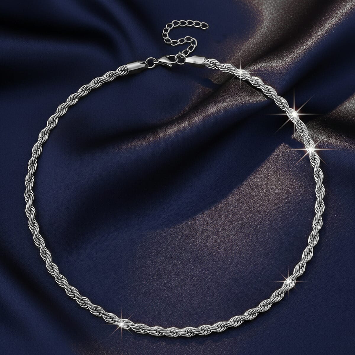 Rope Chain Necklace in Stainless Steel 20-22 Inches image number 1