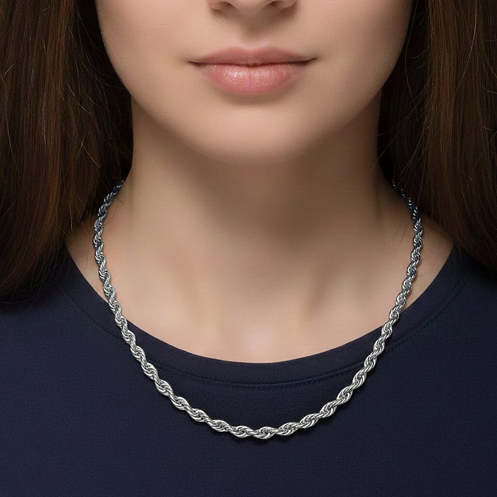 Rope Chain Necklace in Stainless Steel 20-22 Inches
