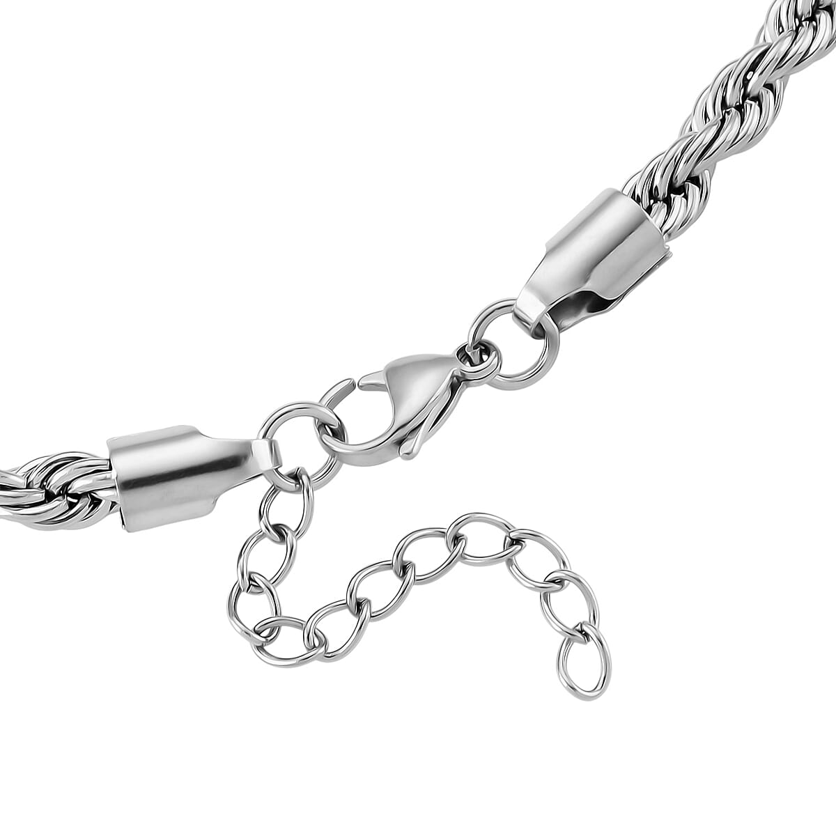 Rope Chain Necklace in Stainless Steel 20-22 Inches image number 5