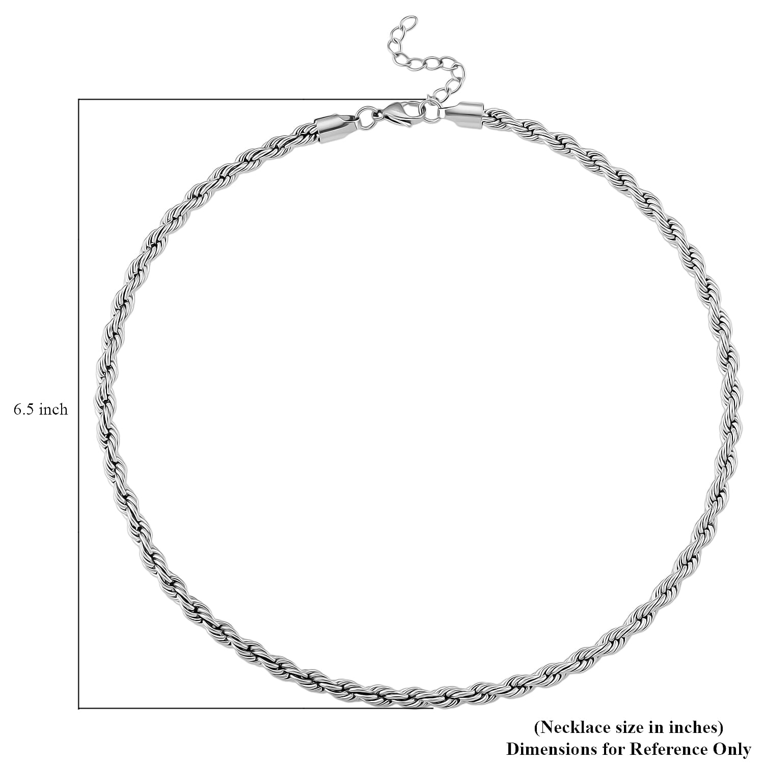 Rope Chain Necklace in Stainless Steel 20-22 Inches