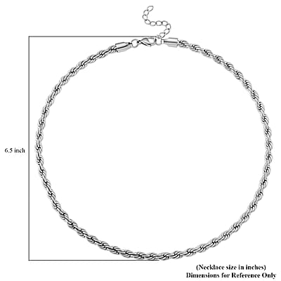 Rope Chain Necklace in Stainless Steel 20-22 Inches
