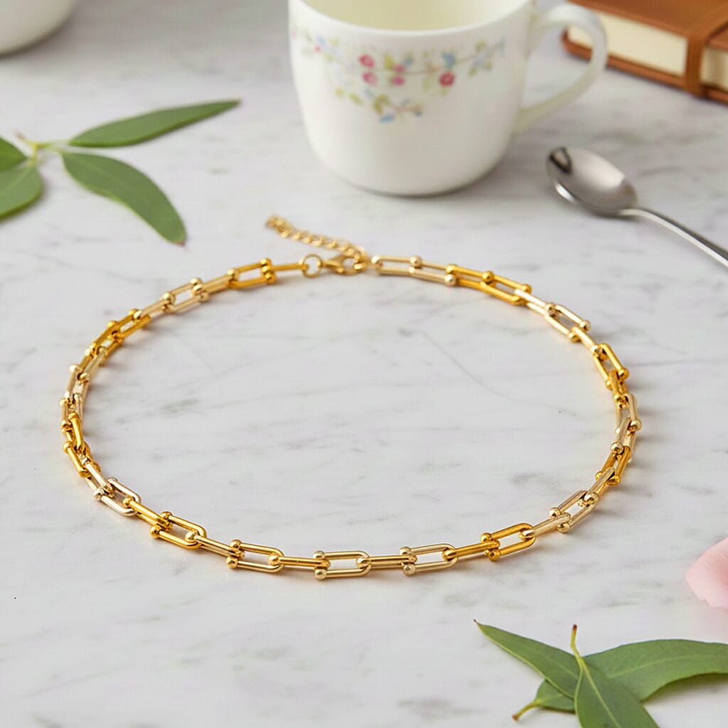 Doorbuster U-Link Chain Necklace in ION Plated Yellow Gold Stainless Steel 20-22 Inches