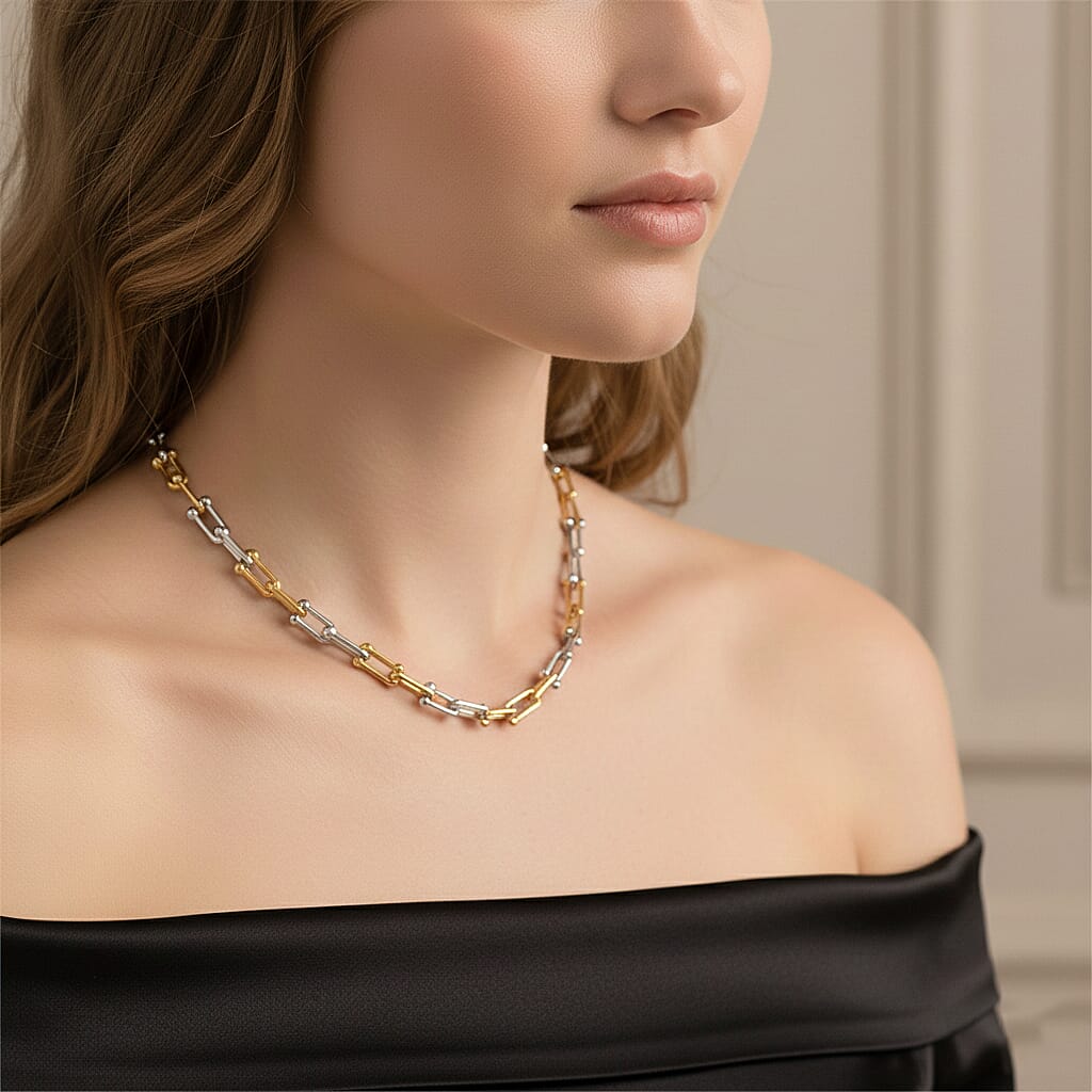 Moderna Cavallo Chain Necklace in ION Plated YG and Stainless Steel (20-22 Inches)