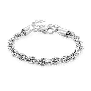 Rope Chain Bracelet in Stainless Steel (7-9In)