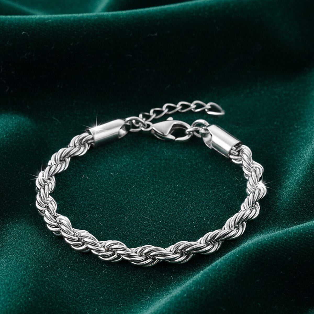 Rope Chain Bracelet in Stainless Steel (7-9In) image number 1