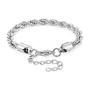 Rope Chain Bracelet in Stainless Steel (7-9In)