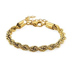 Rope Chain Bracelet in ION Plated YG Stainless Steel (7-9In)