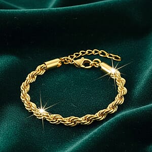 Rope Chain Bracelet in ION Plated YG Stainless Steel (7-9In)