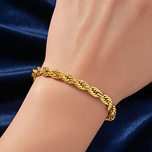Rope Chain Bracelet in ION Plated YG Stainless Steel (7-9In)