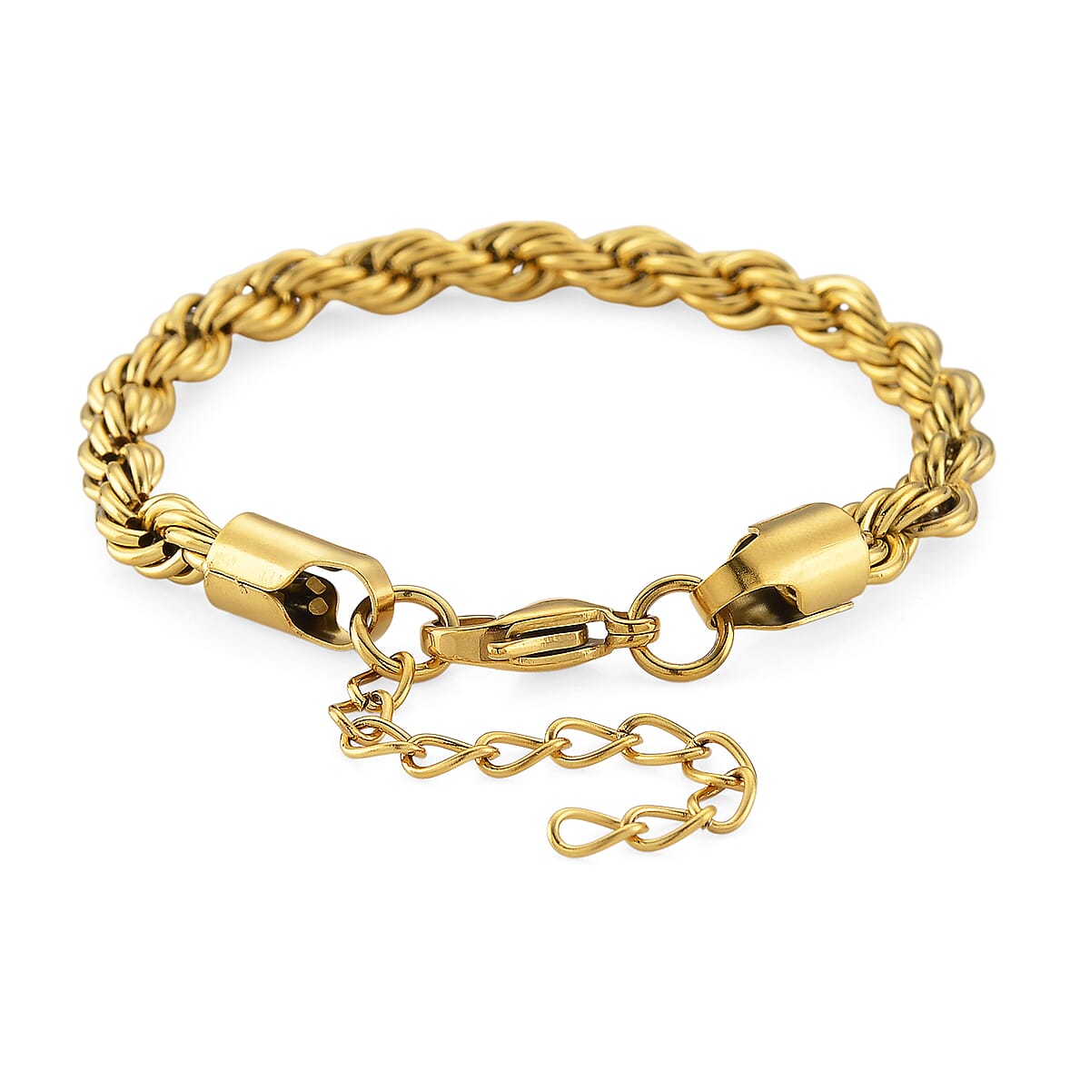 Rope Chain Bracelet in ION Plated YG Stainless Steel (7-9In) image number 3